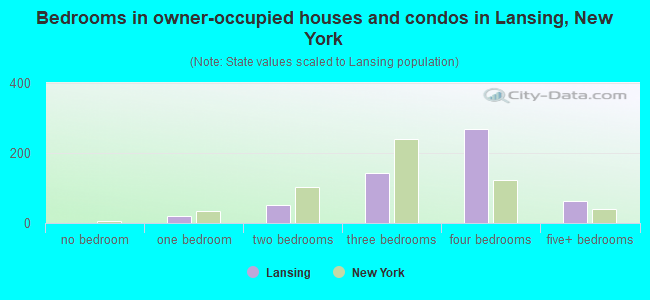 Bedrooms in owner-occupied houses and condos in Lansing, New York