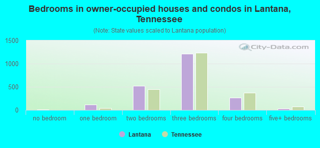 Bedrooms in owner-occupied houses and condos in Lantana, Tennessee