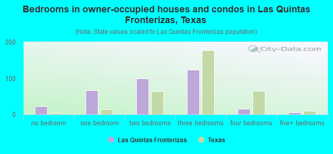 Bedrooms in owner-occupied houses and condos in Las Quintas Fronterizas, Texas
