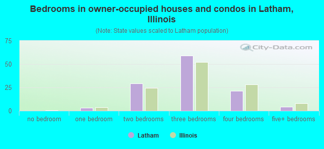 Bedrooms in owner-occupied houses and condos in Latham, Illinois