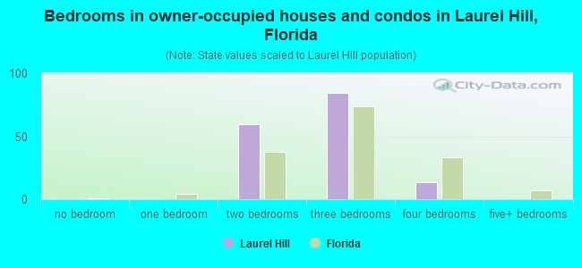 Bedrooms in owner-occupied houses and condos in Laurel Hill, Florida