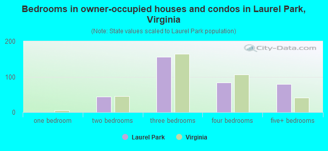Bedrooms in owner-occupied houses and condos in Laurel Park, Virginia