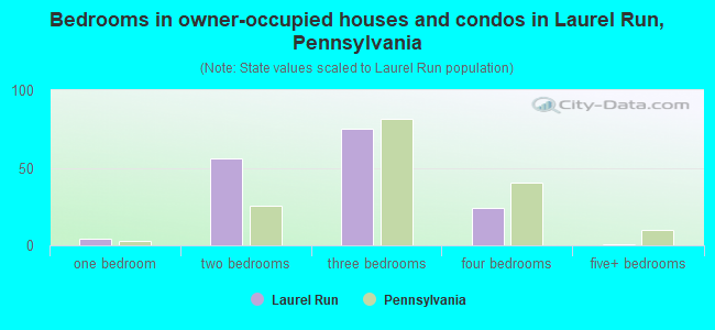 Bedrooms in owner-occupied houses and condos in Laurel Run, Pennsylvania