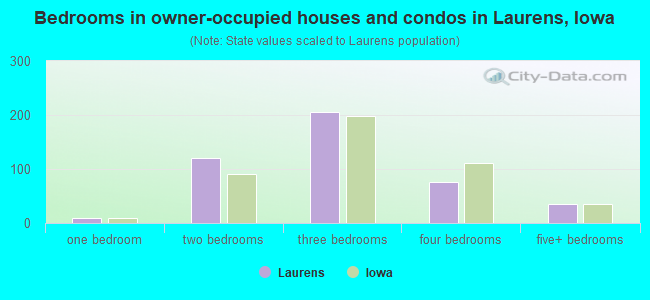 Bedrooms in owner-occupied houses and condos in Laurens, Iowa