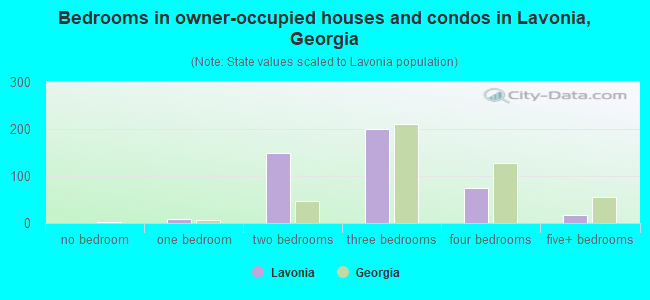Bedrooms in owner-occupied houses and condos in Lavonia, Georgia