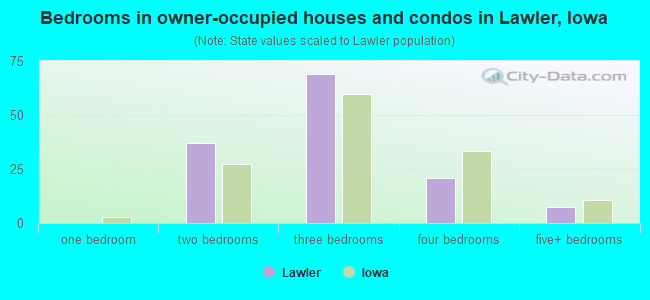 Bedrooms in owner-occupied houses and condos in Lawler, Iowa