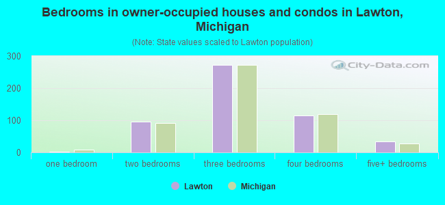 Bedrooms in owner-occupied houses and condos in Lawton, Michigan
