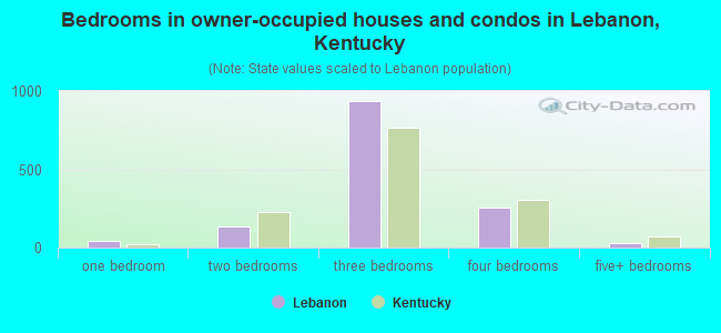 Bedrooms in owner-occupied houses and condos in Lebanon, Kentucky