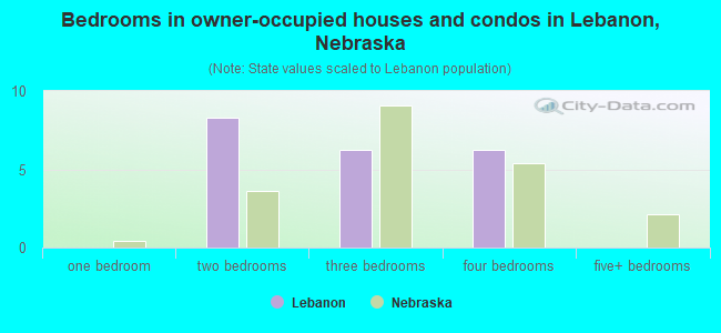 Bedrooms in owner-occupied houses and condos in Lebanon, Nebraska