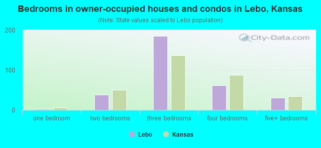 Bedrooms in owner-occupied houses and condos in Lebo, Kansas