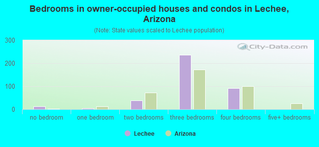 Bedrooms in owner-occupied houses and condos in Lechee, Arizona