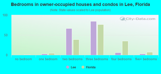Bedrooms in owner-occupied houses and condos in Lee, Florida