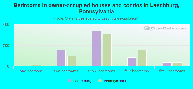 Bedrooms in owner-occupied houses and condos in Leechburg, Pennsylvania