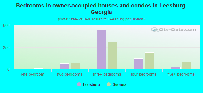 Bedrooms in owner-occupied houses and condos in Leesburg, Georgia