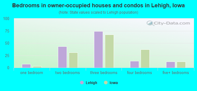 Bedrooms in owner-occupied houses and condos in Lehigh, Iowa