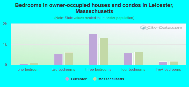 Bedrooms in owner-occupied houses and condos in Leicester, Massachusetts
