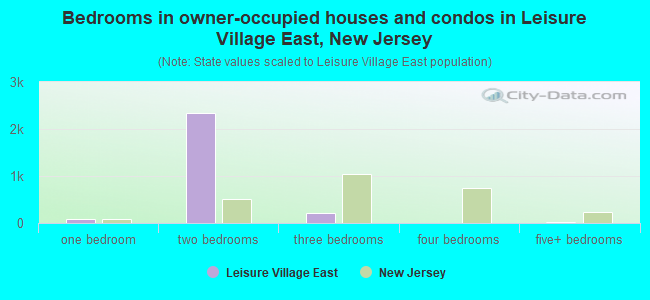 Bedrooms in owner-occupied houses and condos in Leisure Village East, New Jersey