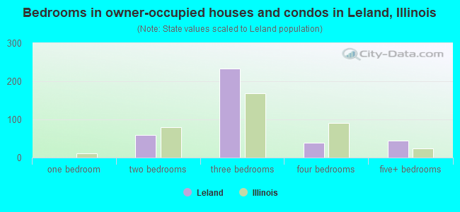 Bedrooms in owner-occupied houses and condos in Leland, Illinois
