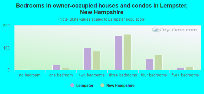 Bedrooms in owner-occupied houses and condos in Lempster, New Hampshire