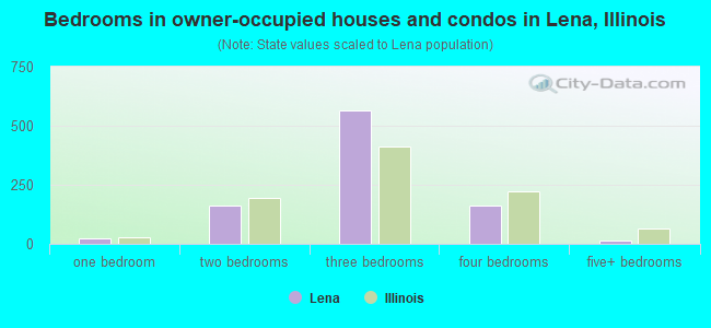 Bedrooms in owner-occupied houses and condos in Lena, Illinois