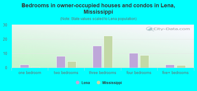 Bedrooms in owner-occupied houses and condos in Lena, Mississippi