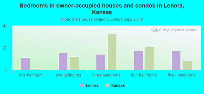 Bedrooms in owner-occupied houses and condos in Lenora, Kansas