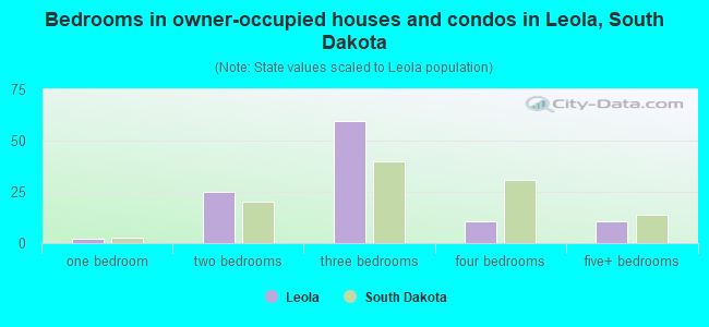 Bedrooms in owner-occupied houses and condos in Leola, South Dakota