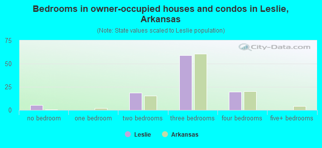 Bedrooms in owner-occupied houses and condos in Leslie, Arkansas