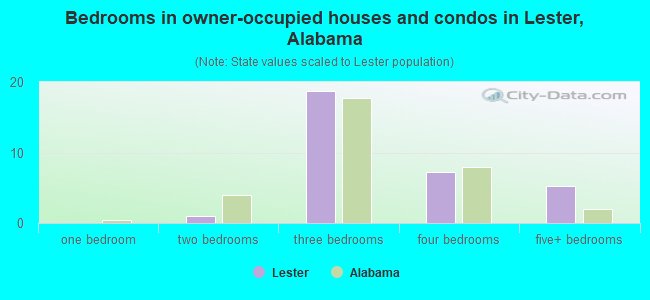 Bedrooms in owner-occupied houses and condos in Lester, Alabama