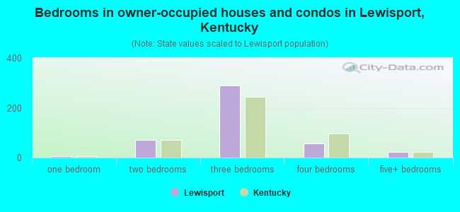 Bedrooms in owner-occupied houses and condos in Lewisport, Kentucky