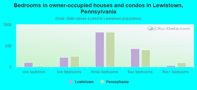 Bedrooms in owner-occupied houses and condos in Lewistown, Pennsylvania