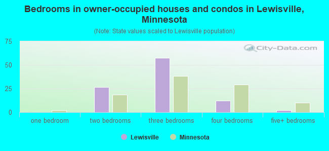 Bedrooms in owner-occupied houses and condos in Lewisville, Minnesota