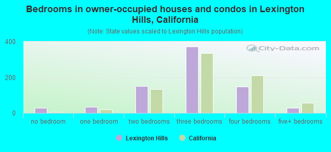 Bedrooms in owner-occupied houses and condos in Lexington Hills, California