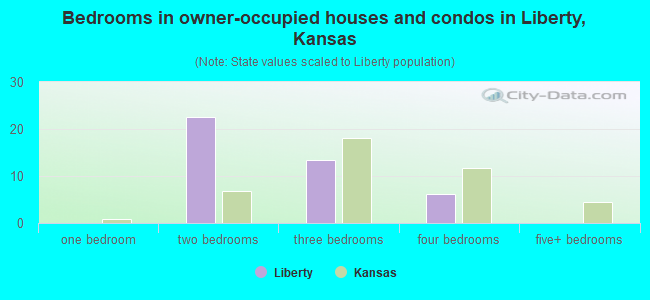Bedrooms in owner-occupied houses and condos in Liberty, Kansas