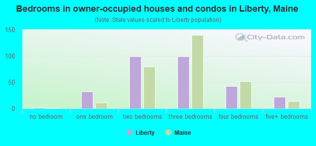 Bedrooms in owner-occupied houses and condos in Liberty, Maine