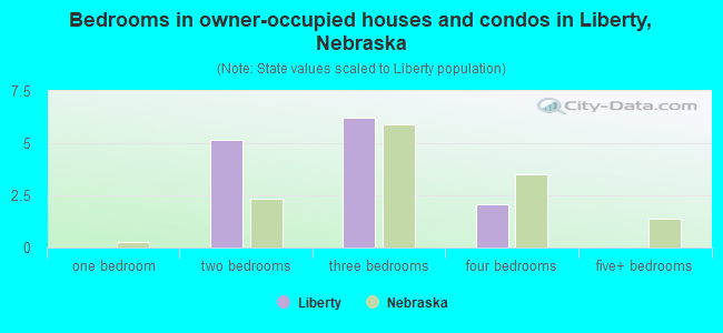 Bedrooms in owner-occupied houses and condos in Liberty, Nebraska