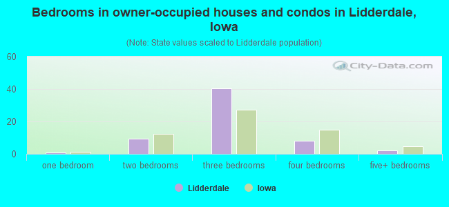 Bedrooms in owner-occupied houses and condos in Lidderdale, Iowa