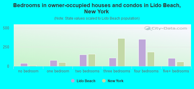 Bedrooms in owner-occupied houses and condos in Lido Beach, New York
