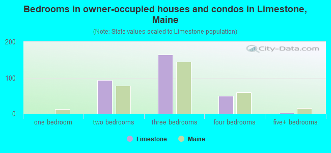 Bedrooms in owner-occupied houses and condos in Limestone, Maine
