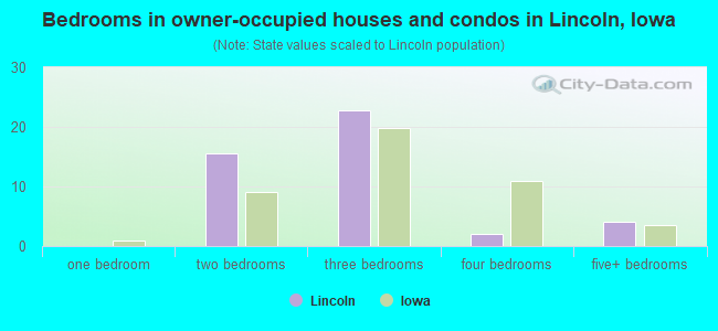 Bedrooms in owner-occupied houses and condos in Lincoln, Iowa