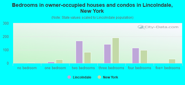 Bedrooms in owner-occupied houses and condos in Lincolndale, New York