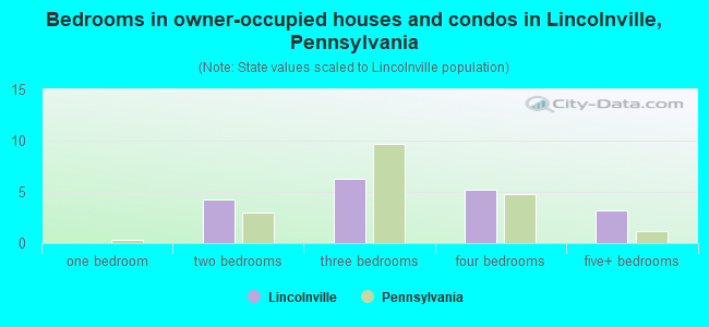 Bedrooms in owner-occupied houses and condos in Lincolnville, Pennsylvania