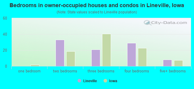 Bedrooms in owner-occupied houses and condos in Lineville, Iowa