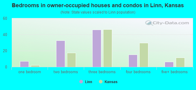 Bedrooms in owner-occupied houses and condos in Linn, Kansas