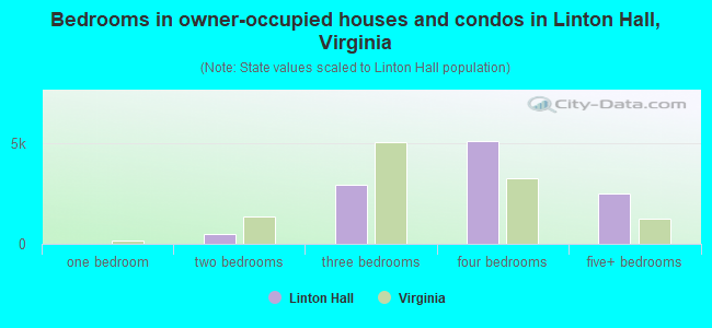 Bedrooms in owner-occupied houses and condos in Linton Hall, Virginia