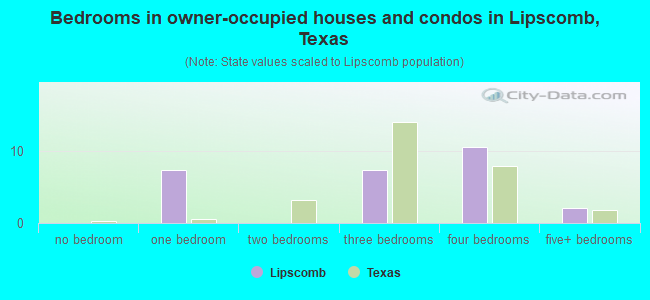 Bedrooms in owner-occupied houses and condos in Lipscomb, Texas
