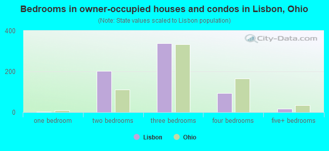 Bedrooms in owner-occupied houses and condos in Lisbon, Ohio