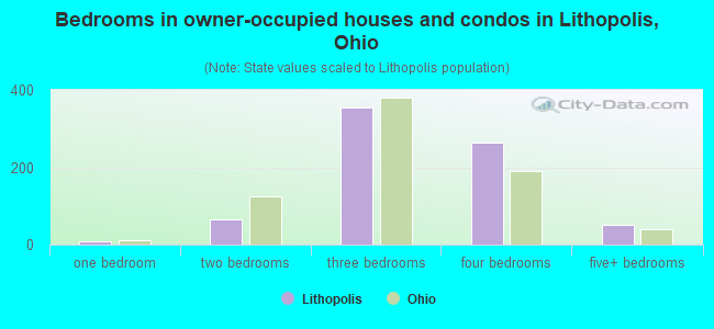 Bedrooms in owner-occupied houses and condos in Lithopolis, Ohio