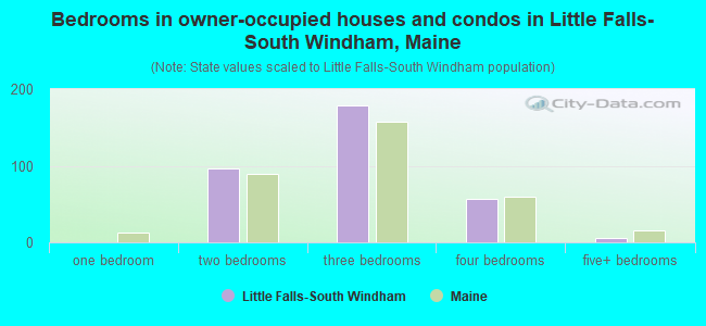 Bedrooms in owner-occupied houses and condos in Little Falls-South Windham, Maine