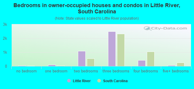 Bedrooms in owner-occupied houses and condos in Little River, South Carolina